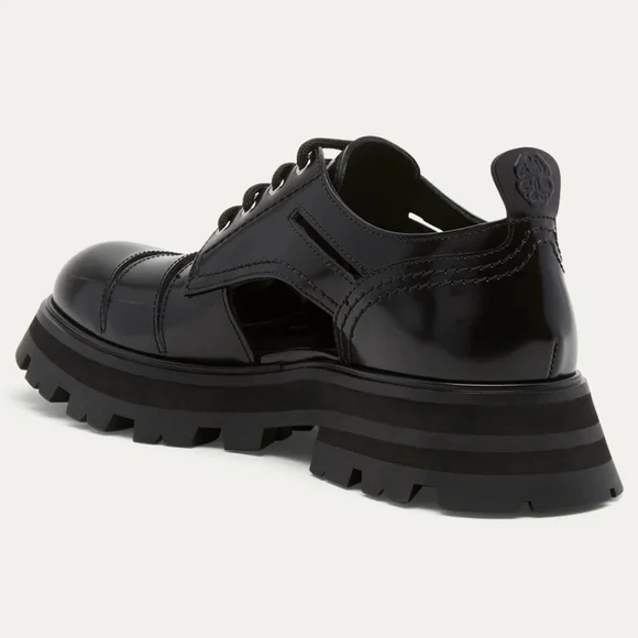 Alexander McQueen 37.5 Lucent black leather cutout lug sole shoes Edgy NWT Box - Picture 4 of 16